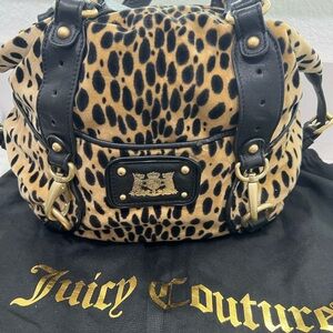 Vintage RARE HTF Juicy Couture LEOPARD velour handbag.